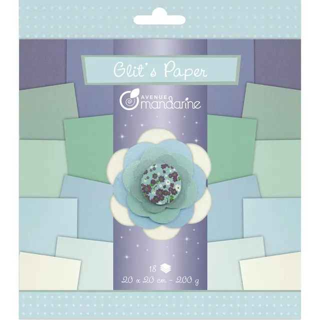 avenue-mandarine-papiers-52680o-glitterpapier-blau-18-blatt image 1