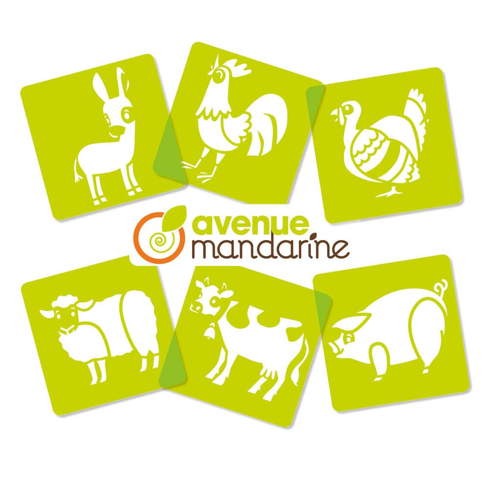 avenue-mandarine-pochoirs-mal-schablonen-nutztiere-6er-set-15x15 image 3