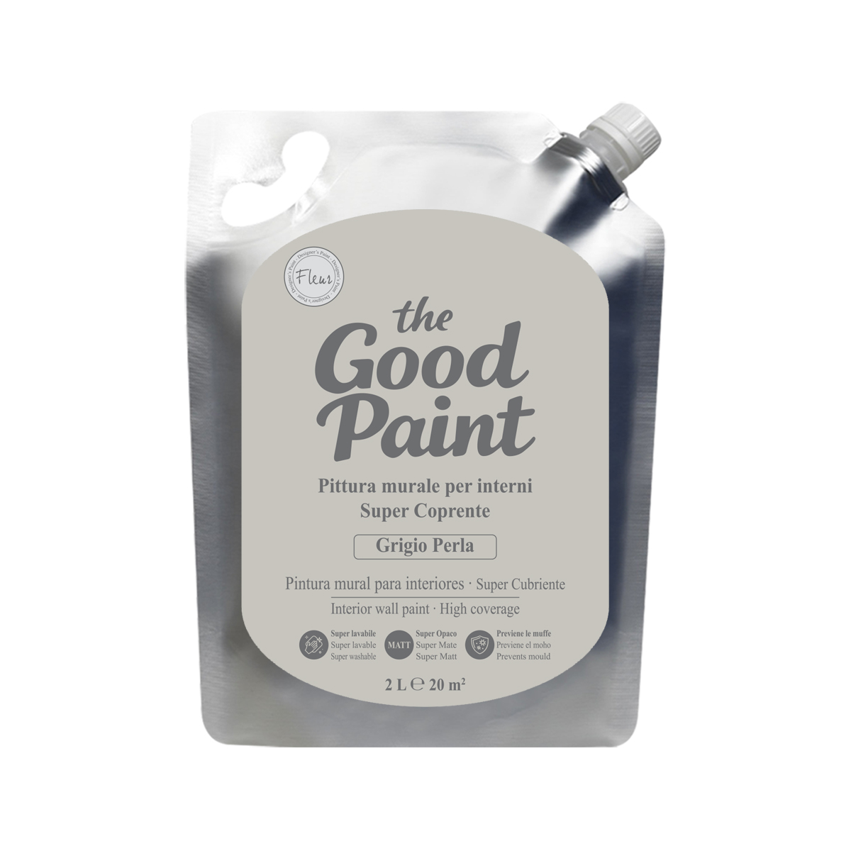 fleur-the-good-paint-wandfarbe-grigio-perla-perlengrau-2l-matt image 2