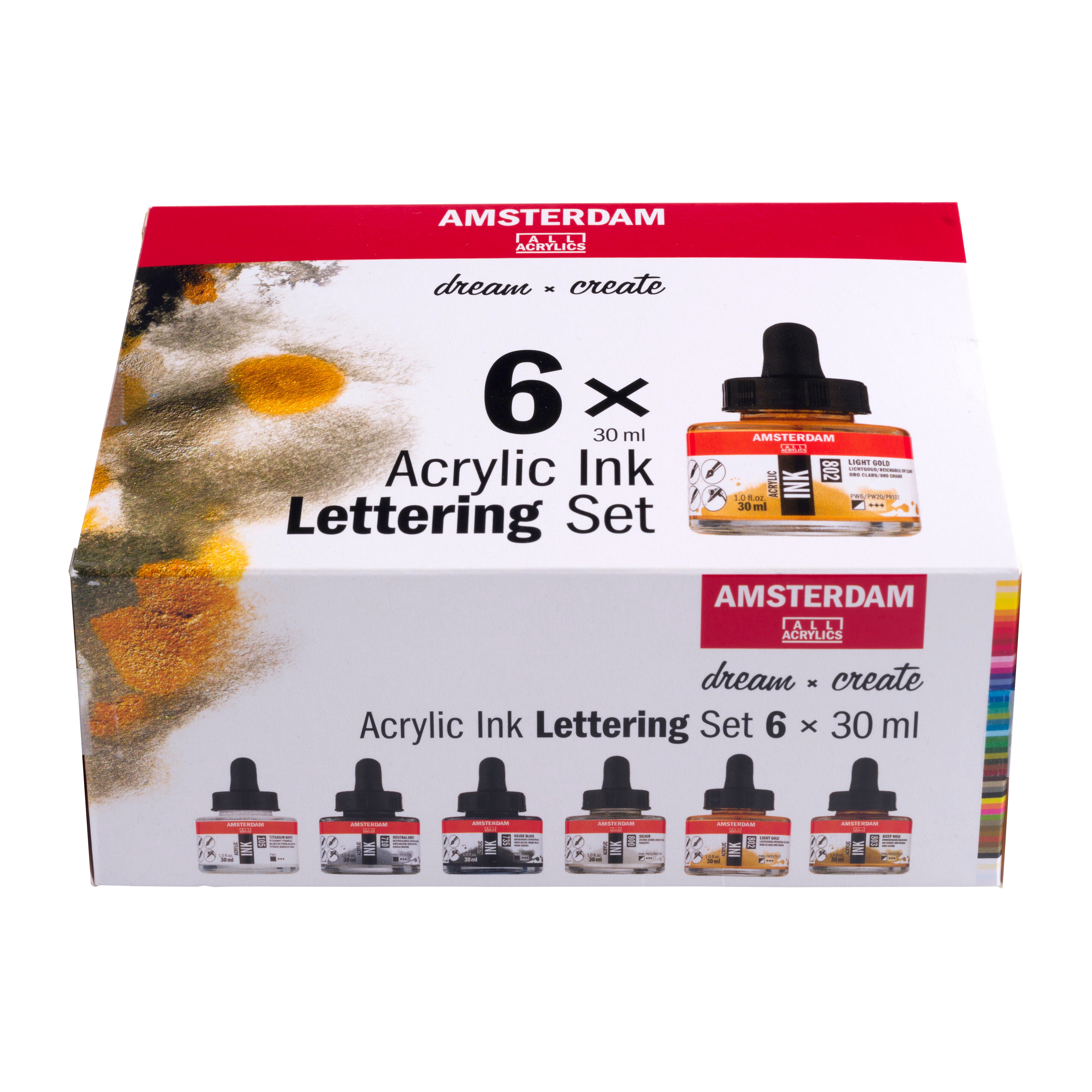 amsterdam-acrylic-ink-lettering-set-acryltinte-6x30ml-metallic image 1