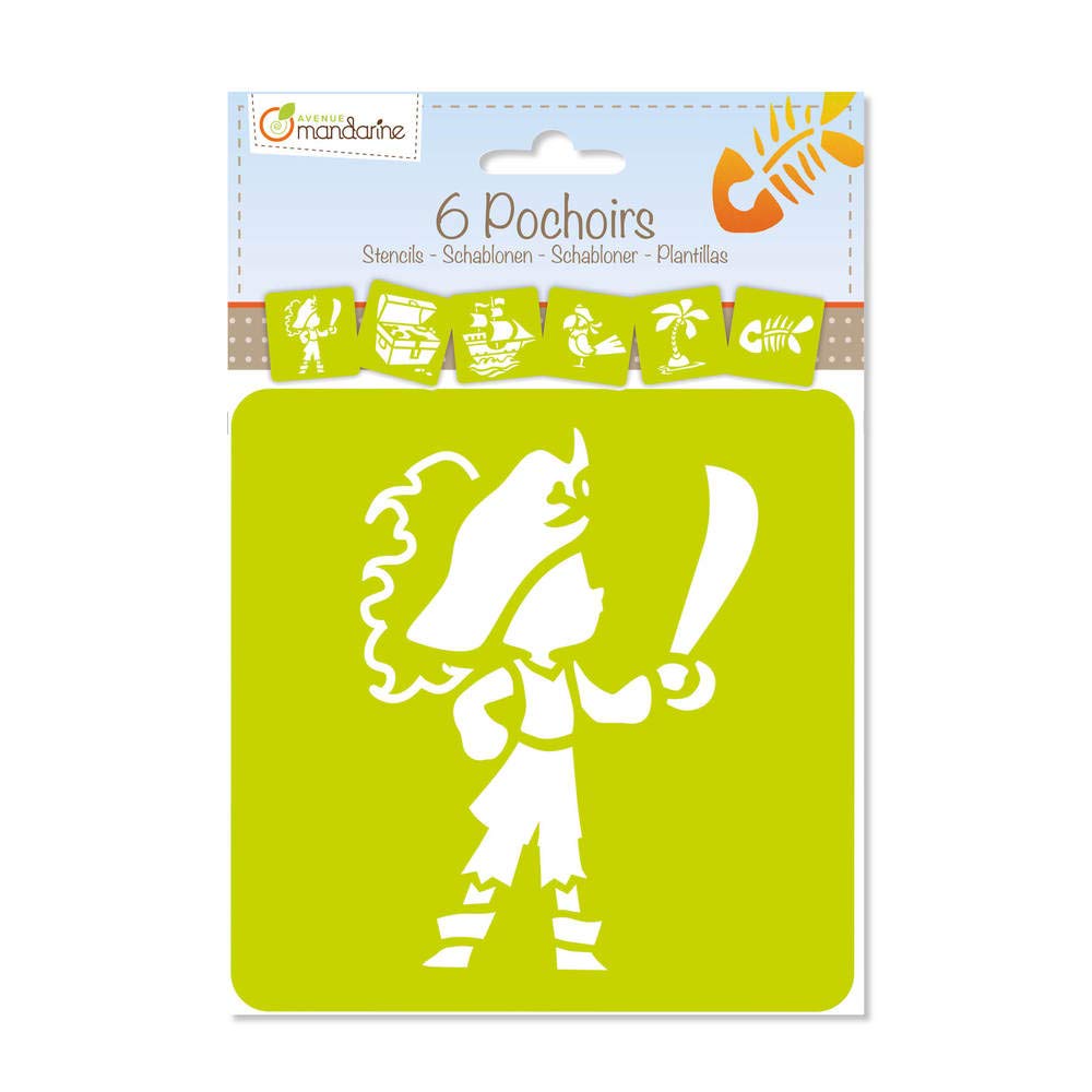 avenue-mandarine-pochoirs-piraten-schablonen-6er-15x15-transparent image 1