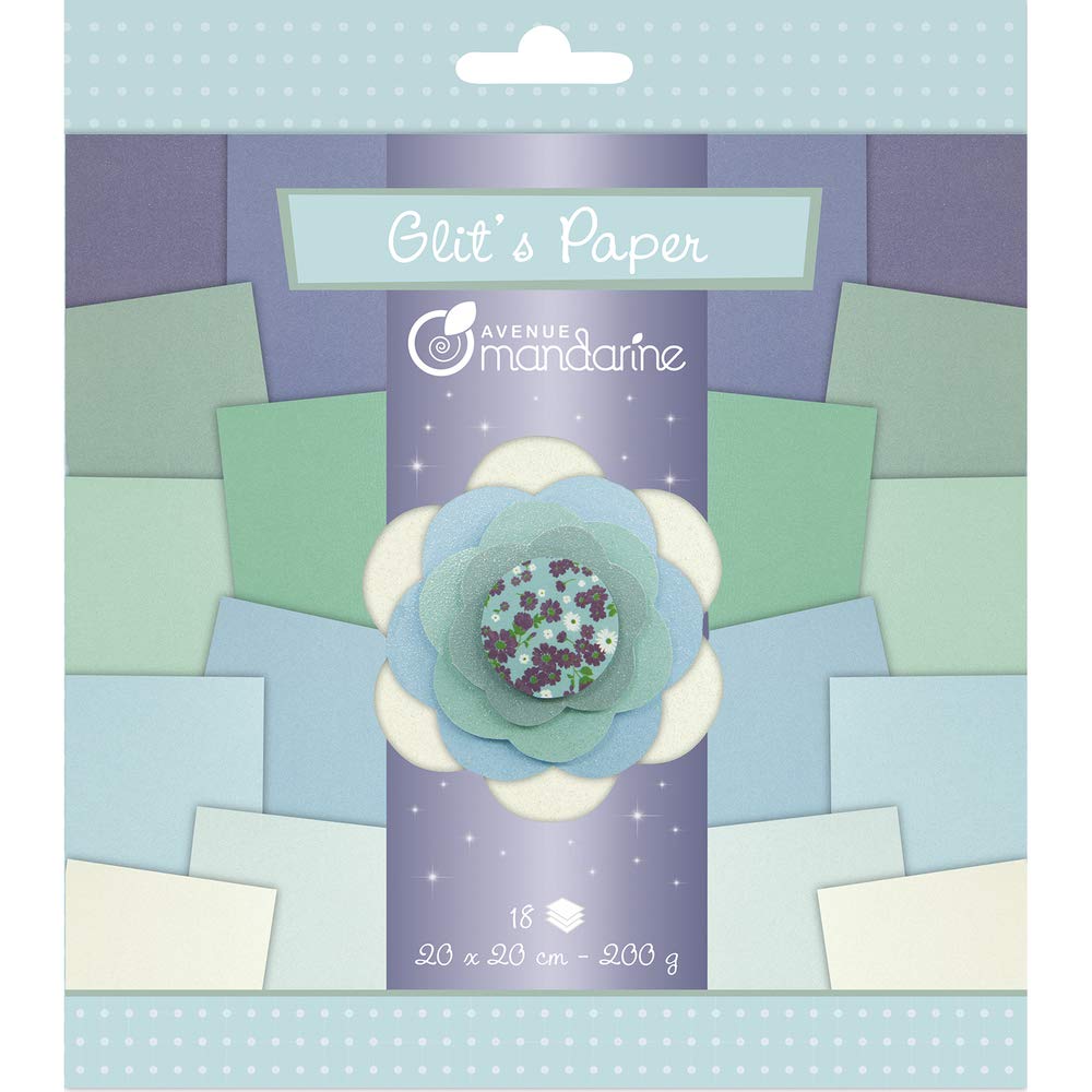 avenue-mandarine-papiers-52680o-glitterpapier-blau-18-blatt image 1