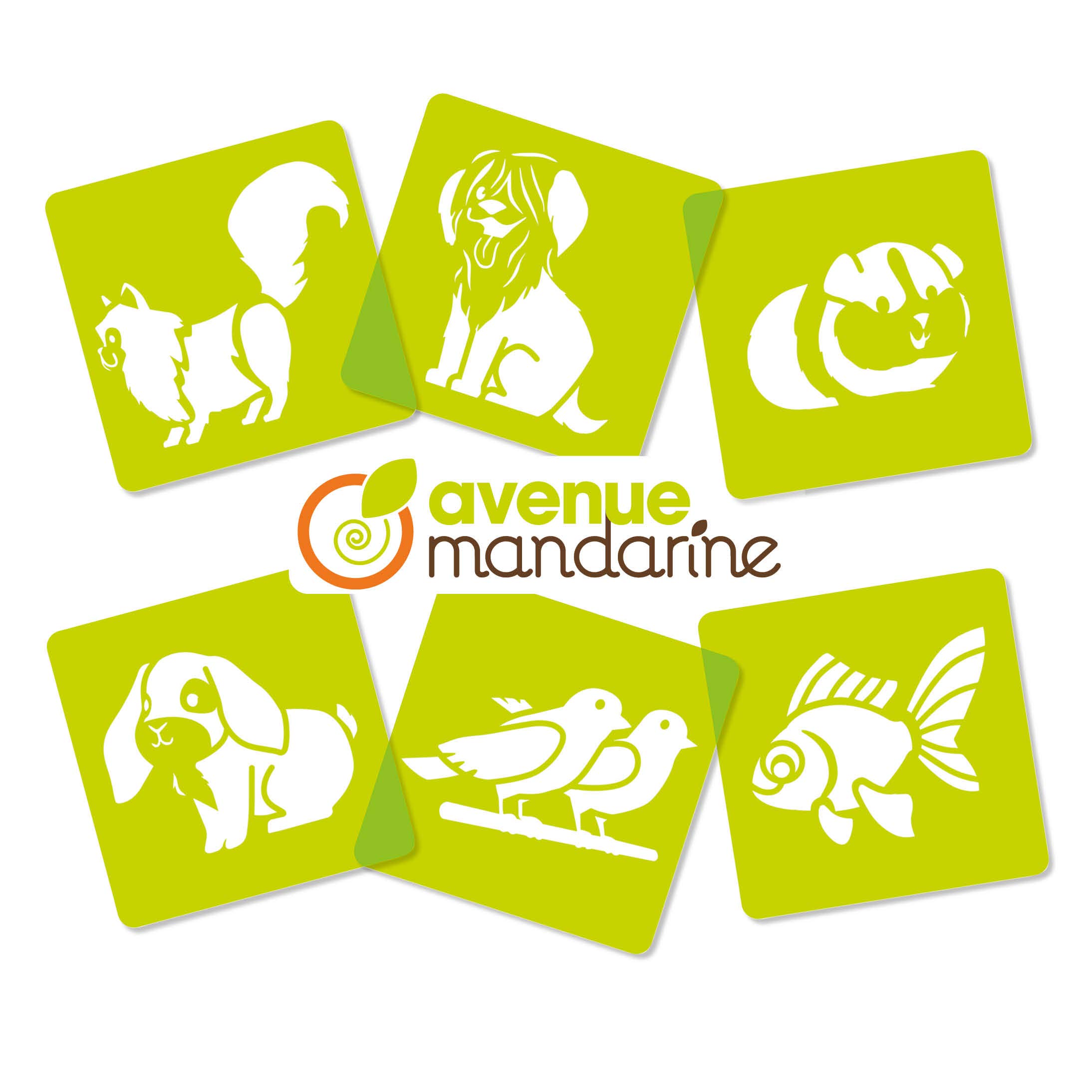 avenue-mandarine-pochoirs-schablonen-haustiere-6-set-15x15-cm image 2