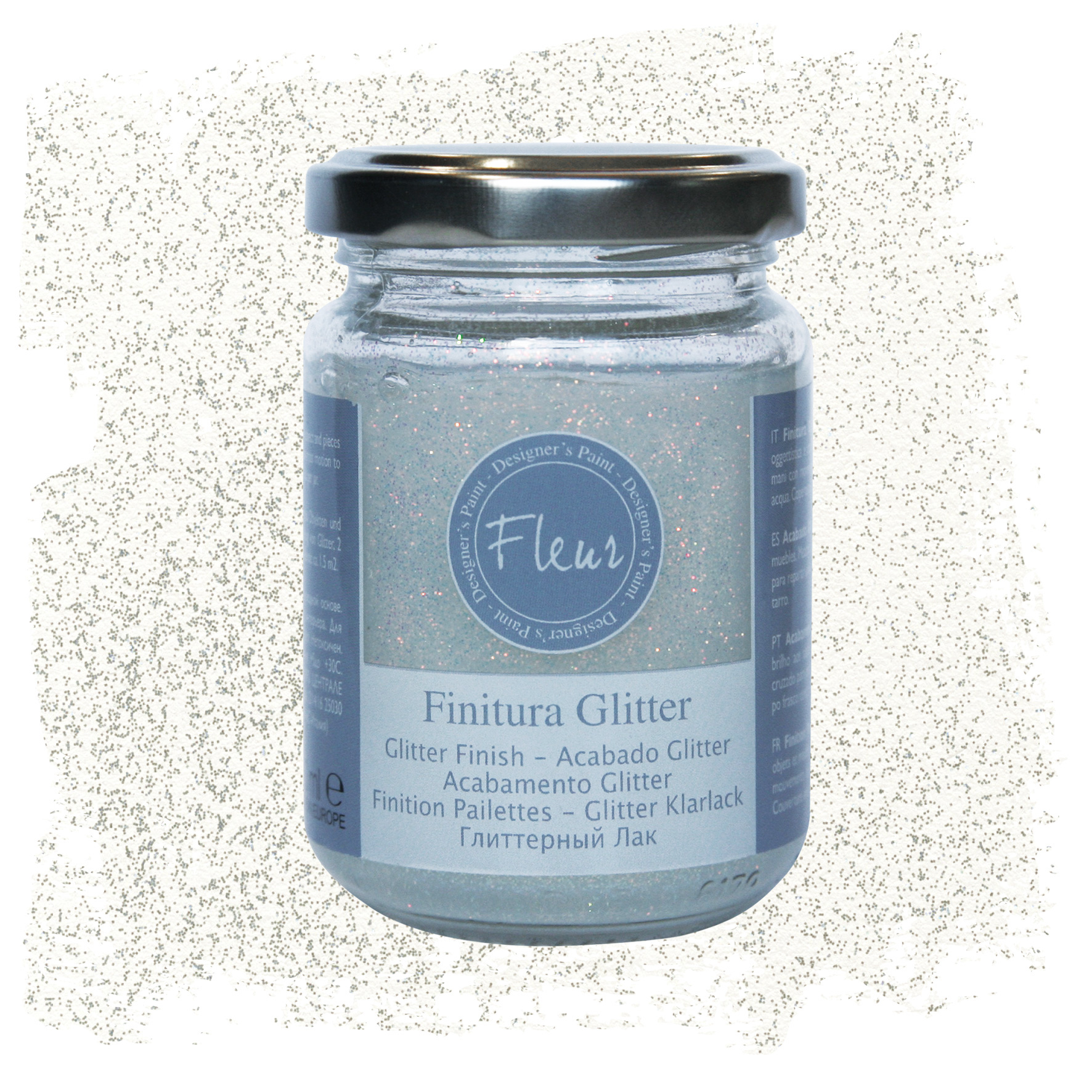 fleur-silver-glam-glitzerlack-transparent-silber-auf-wasserbasis image 1