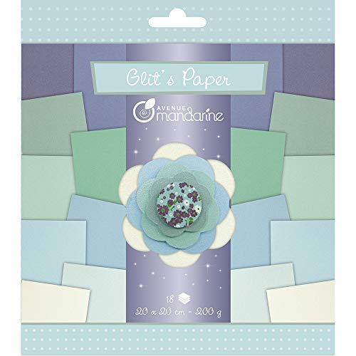 avenue-mandarine-papiers-52680o-glitterpapier-blau-18-blatt image 6
