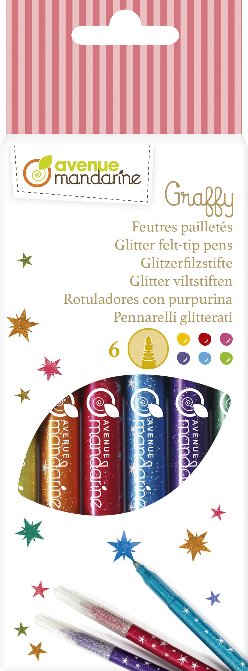 avenue-mandarine-accessoires-glitzerfilzstifte-6er-waschbar image 1
