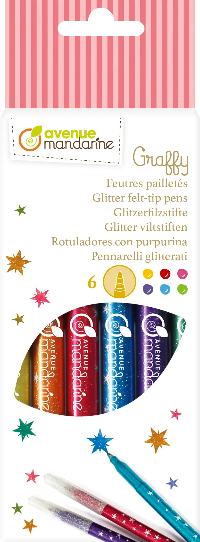 avenue-mandarine-accessoires-glitzerfilzstifte-6er-waschbar image 1