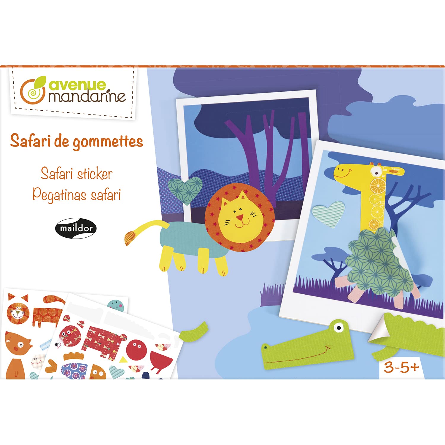 avenue-mandarine-kreativbox-kc044c-safari-sticker-10-karten-set image 1
