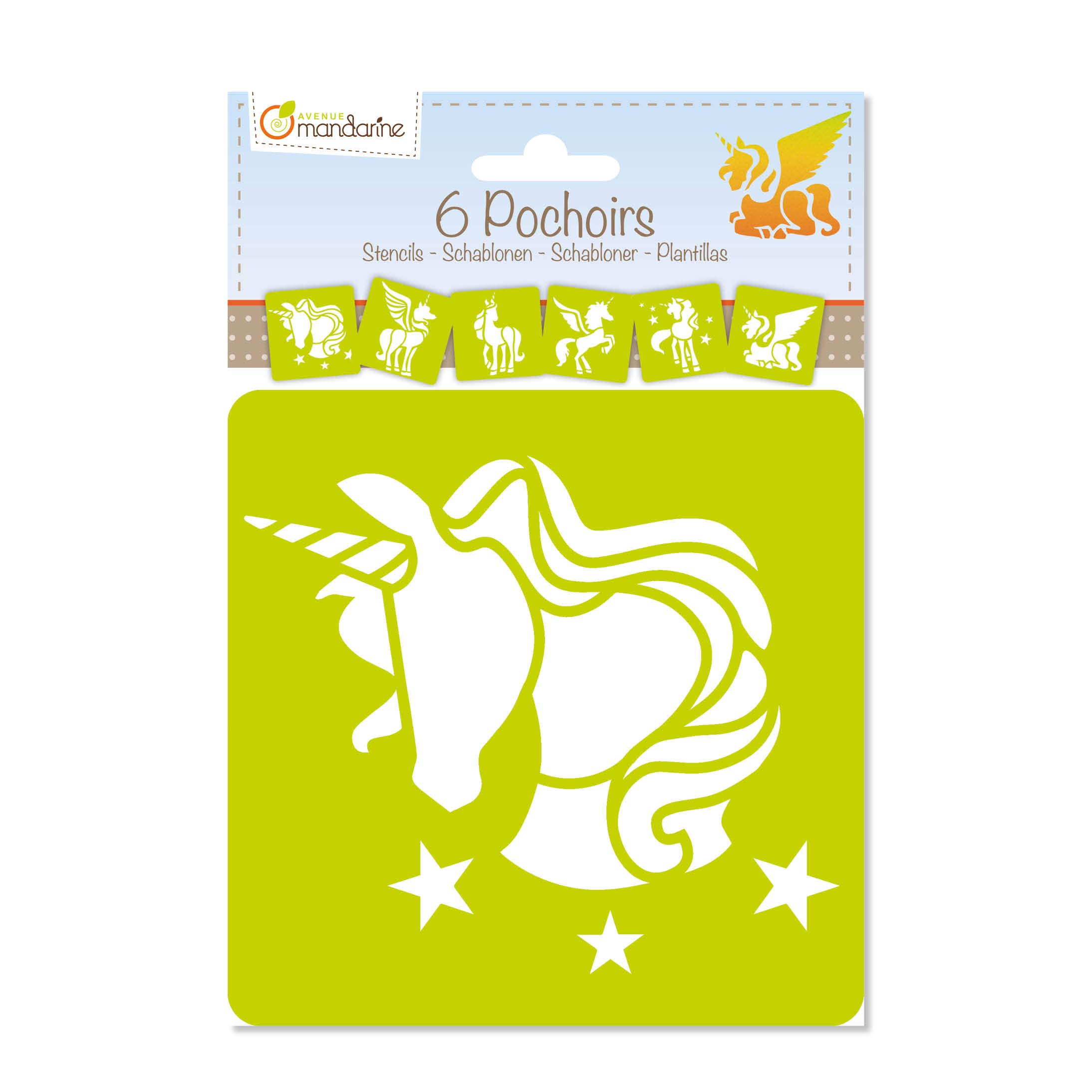 avenue-mandarine-pochoirs-schablonen-einhorn-6er-set image 1