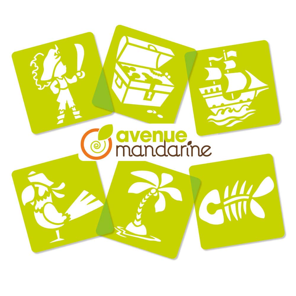 avenue-mandarine-pochoirs-piraten-schablonen-6er-15x15-transparent image 3