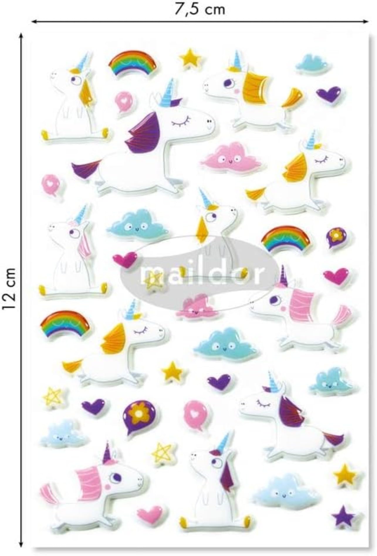 avenue-mandarine-cooky-3d-sticker-einhorn-40-st-ck-7-5x12-cm image 5